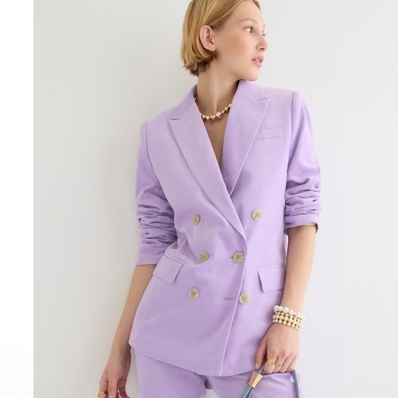 NWT J Crew Double-breasted Alfie blazer in drapey Purple corduroy sz 00 $348 - Picture 1 of 4